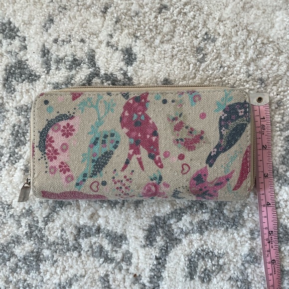 Bird print burlap wallet - Picture 3 of 4